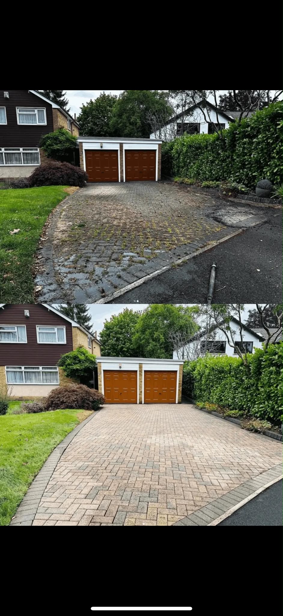 A recently cleaned driveway and home exterior